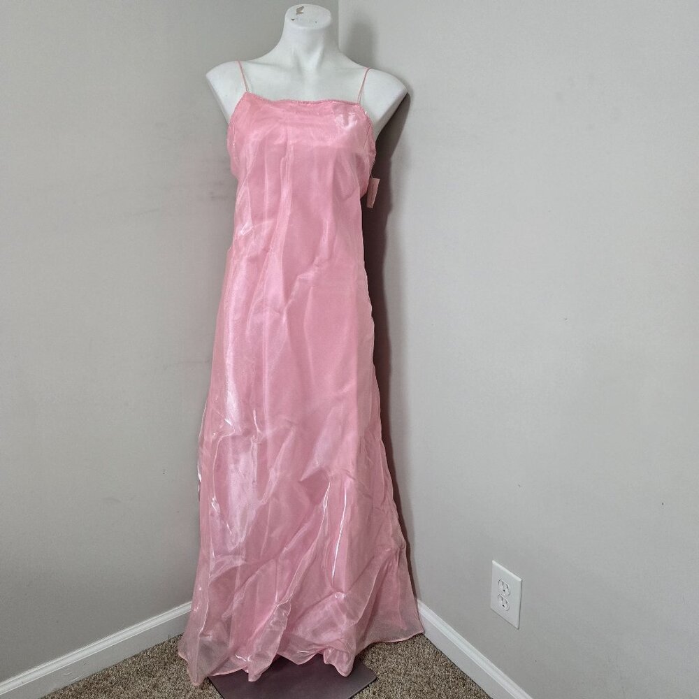 XL (fits modern 10-12) NWT 90s Vintage Ann Frances Pink Iridescent Gown Dress